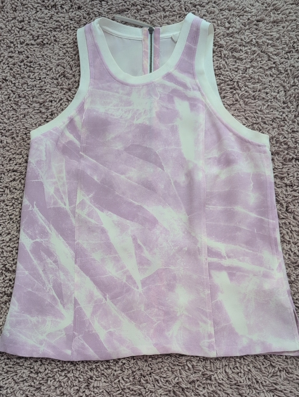 Helmut Lang Lilac and White Tie-Dye Crewneck Tank
